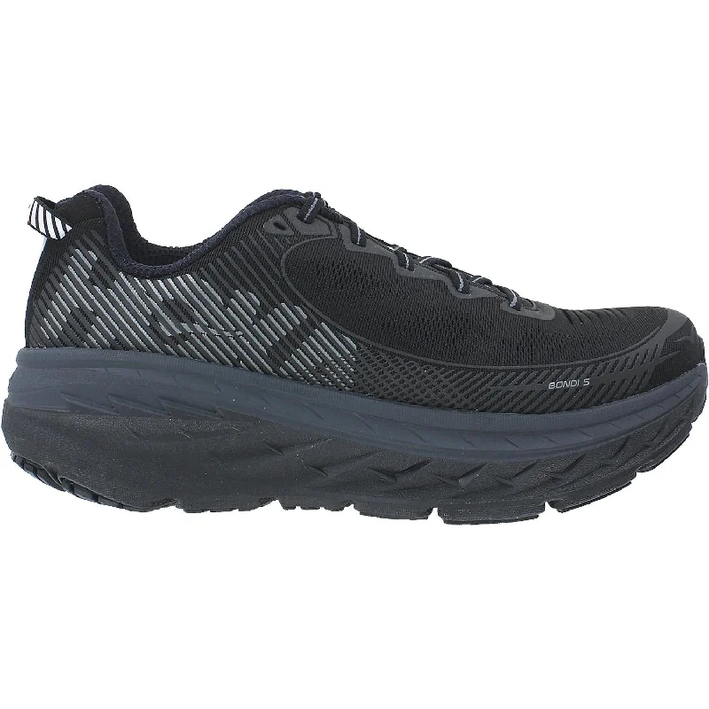 Men's Hoka One One Bondi 5 Black/Anthracite Mesh Open - Lacing Derby Look  