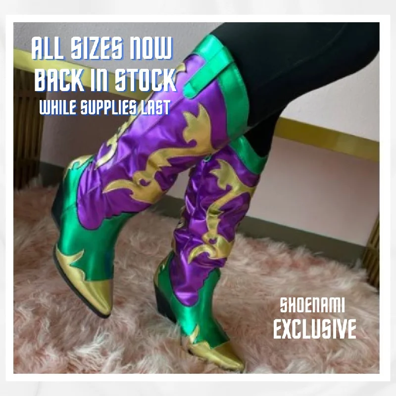 JULIANA - SHOE-NAMI EXCLUSIVE Mardi Gras Multi Metallic Cowboy Boot