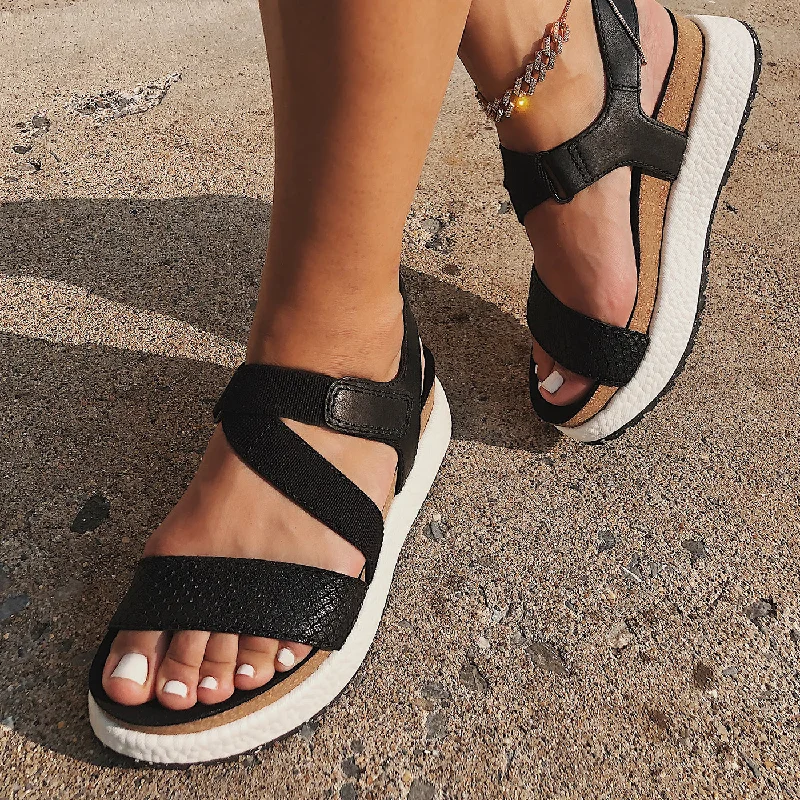 OTBT - SIERRA in BLACK COMBO Wedge Sandals