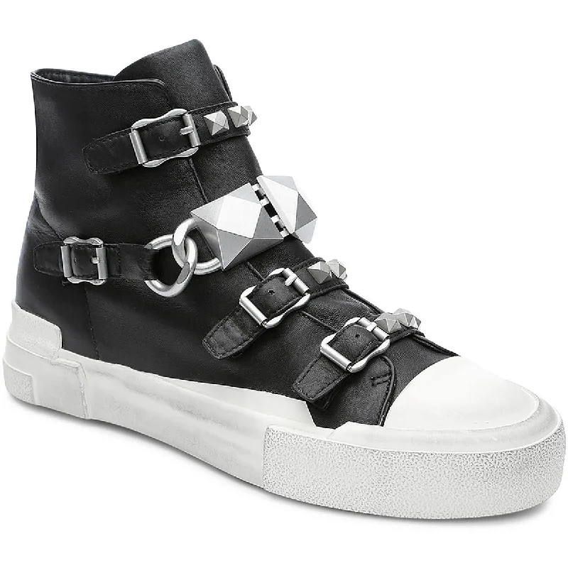 ASH Womens Galaxy Chain Leather Studded High-Top Sneakers