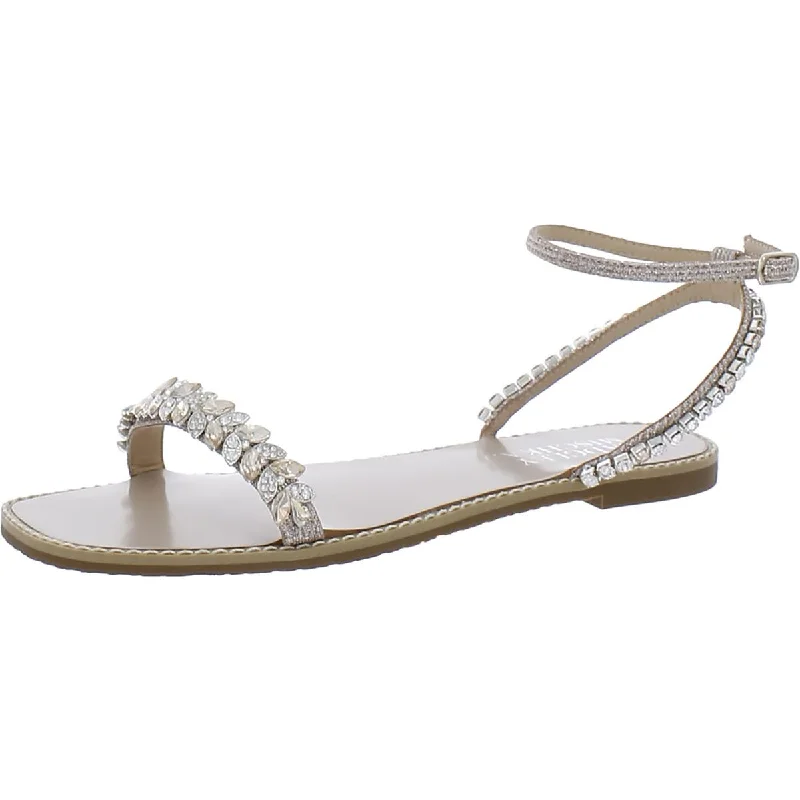 Badgley Mischka Womens Kensy Removable Strap Flat Slingback Sandals