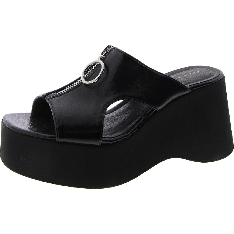 Chinese Laundry Womens Faux Leather Wedge Wedge Sandals