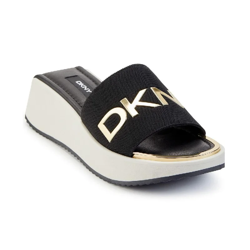 DKNY Womens Mandy Logo Slip On Slide Sandals