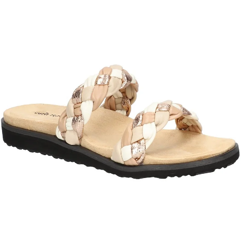 Easy Street Womens Susi FauxLeather Flat Slide Sandals