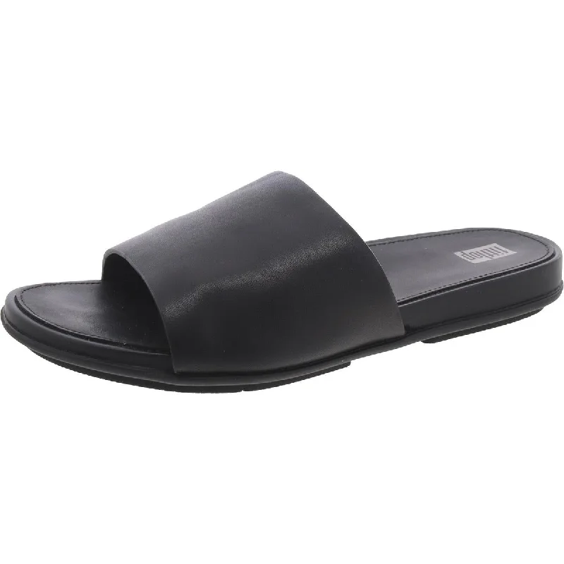 Fitflop Womens Gracie Leather Peep-Toe Pool Slides