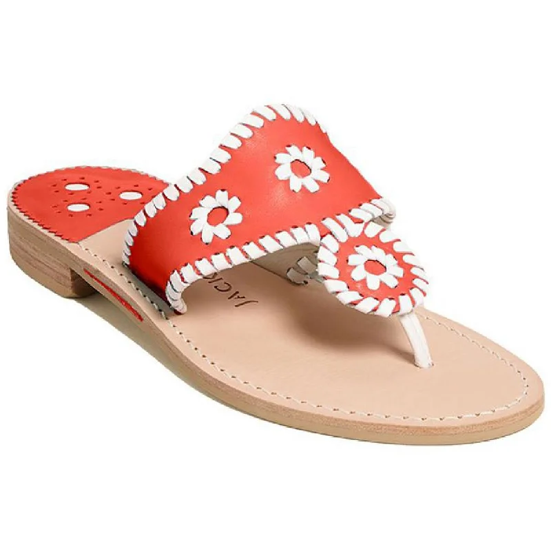 Jack Rogers Womens Jacks Flat  Leather Embellished Thong Sandals