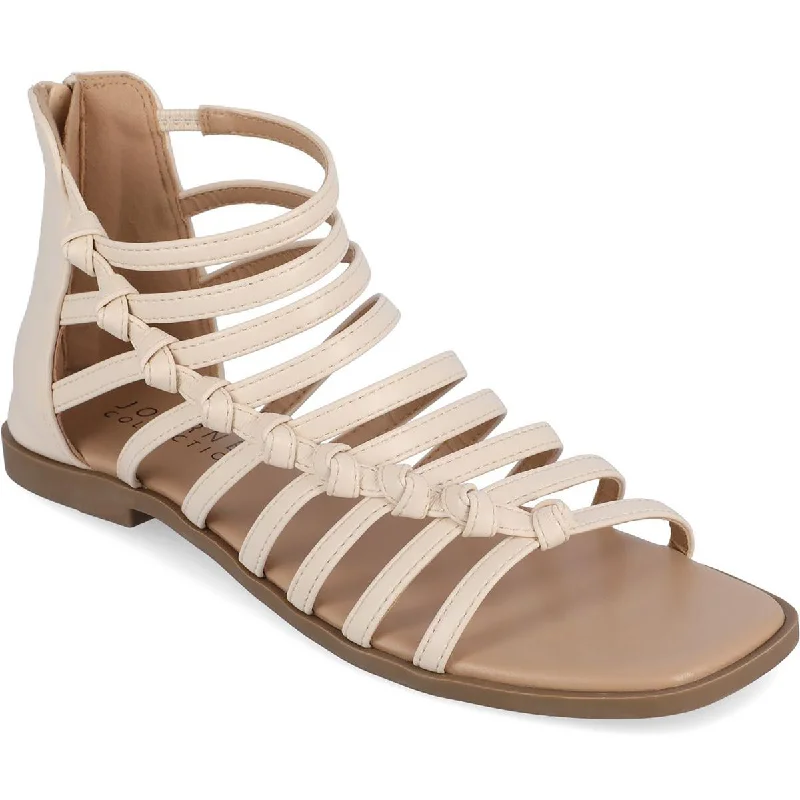 Journee Collection Womens Petrra Faux Leather Ankle Gladiator Sandals