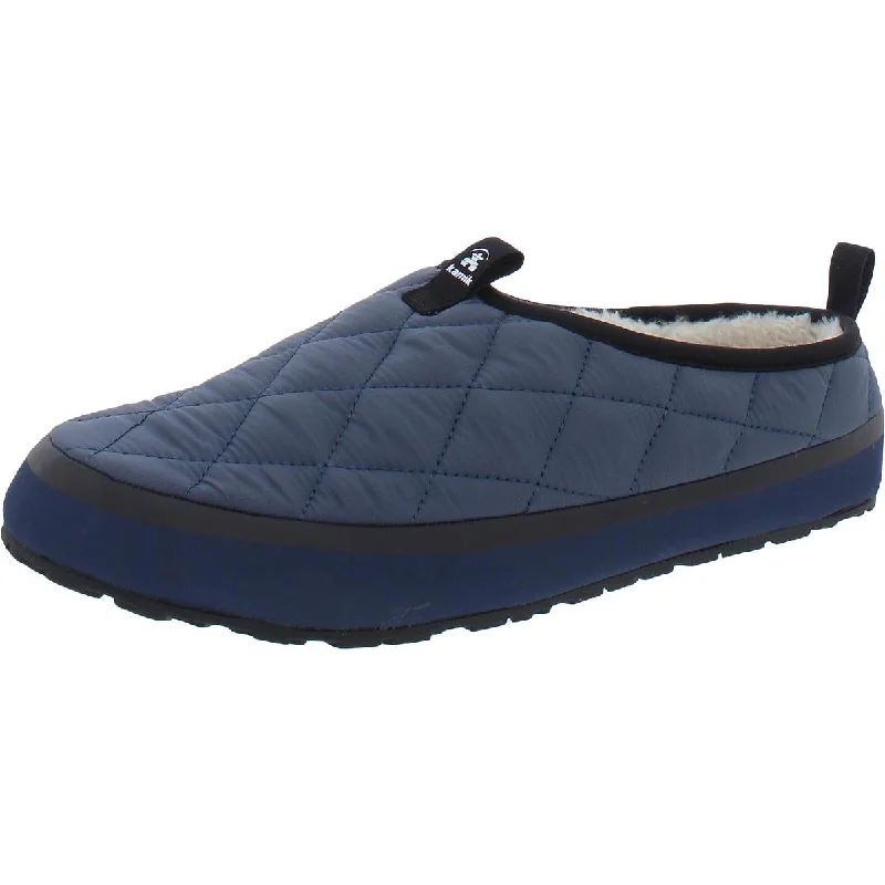 Kamik Mens Puffy Quilted Slip On Slide Slippers