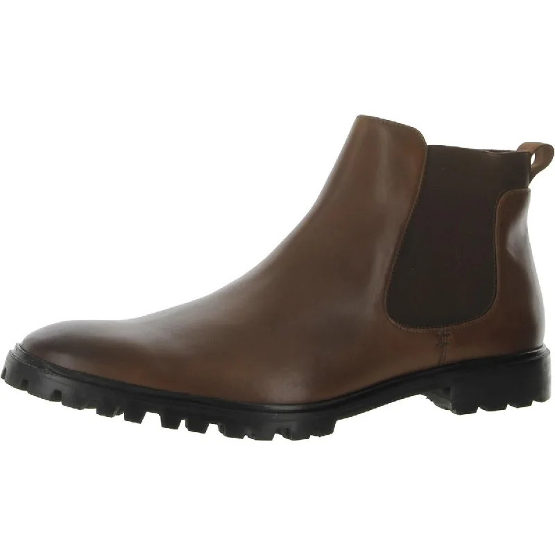 Kenneth Cole New York Mens Tully Lug Leather Pull On Chelsea Boots