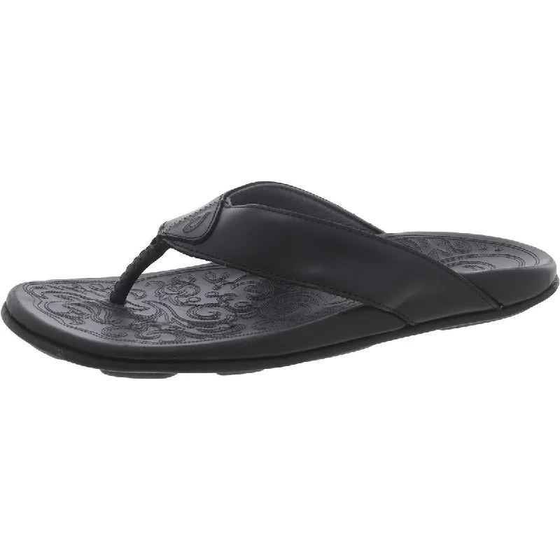 OluKai Womens Mekila Leather Slip On Thong Sandals