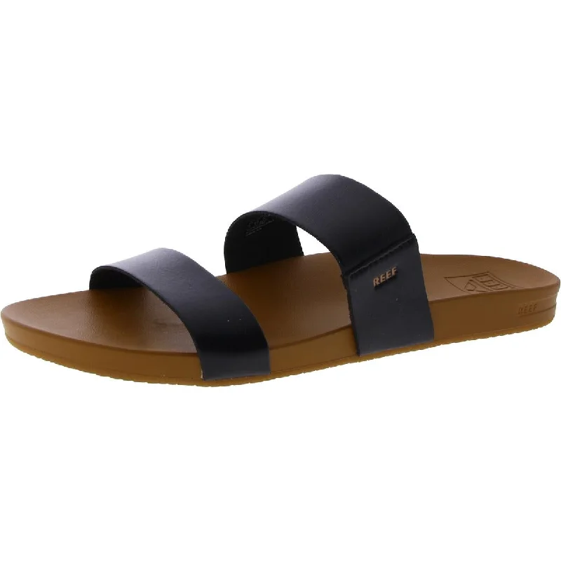 Reef Womens Faux Leather Slip On Slide Sandals