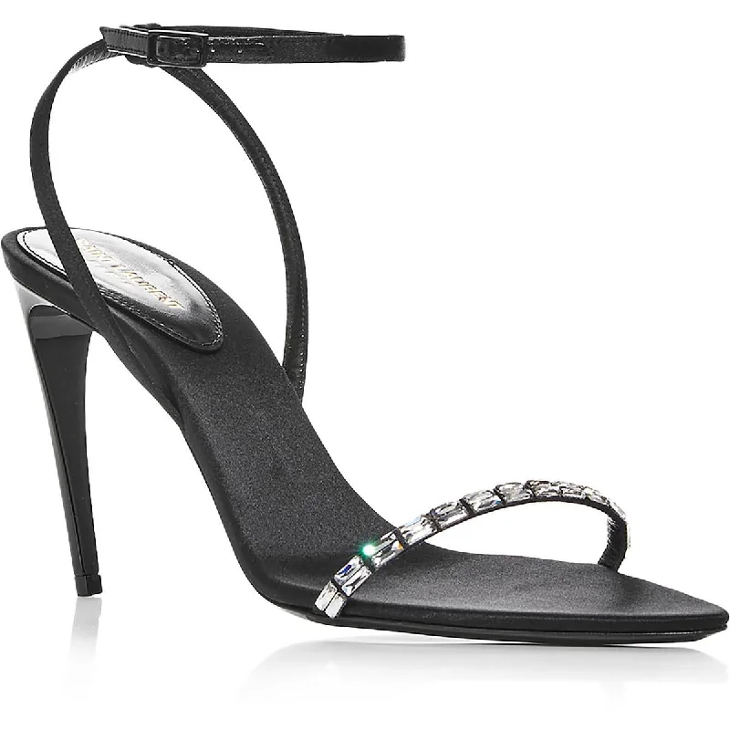 Saint Laurent Womens Ankle Strap Almond Toe Heels