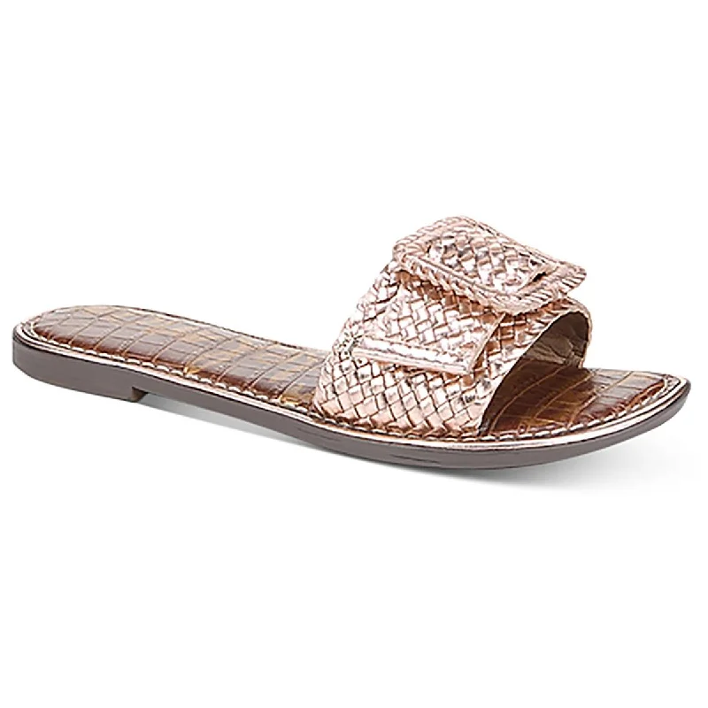 Sam Edelman Womens Gabriela Leather Basketweave Slide Sandals