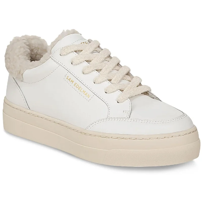 Sam Edelman Womens Wess Cozy Leather Lace-Up Casual And Fashion Sneakers