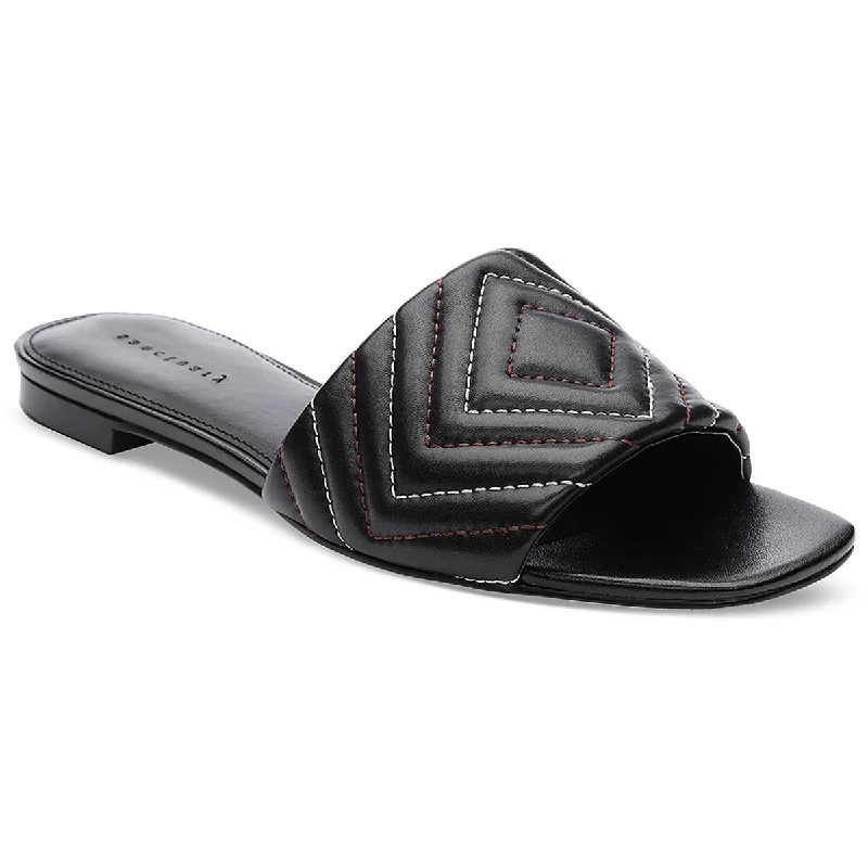 Sanctuary Womens Leather Slip On Slide Sandals