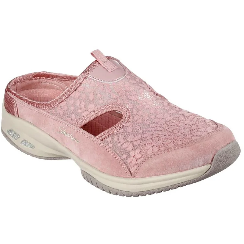 Skechers Womens Glimmer Bloom Suede Lifestyle Slip-On Sneakers