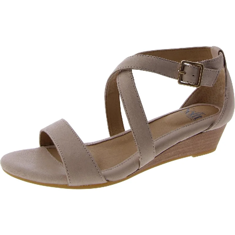 Sofft Womens Leather Wedge Ankle Strap