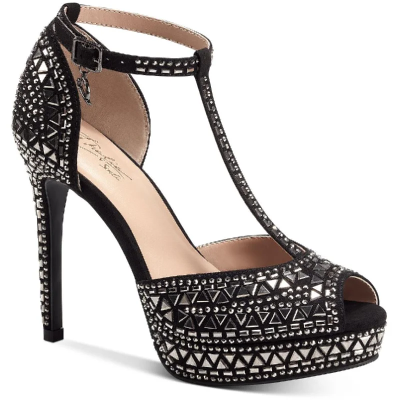 Thalia Sodi Womens Chace Rhinestone Peep Toe Pumps