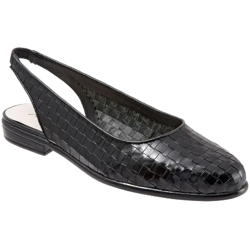 Trotters Womens Lucy Leather Woven Slingbacks