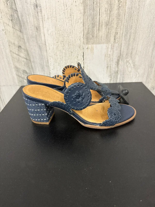 Blue Sandals Heels Block Jack Rogers, Size 6