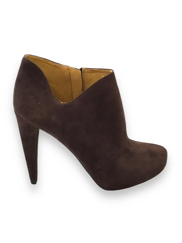 Boots Ankle Heels By Nine West In Brown, Size: 7.5