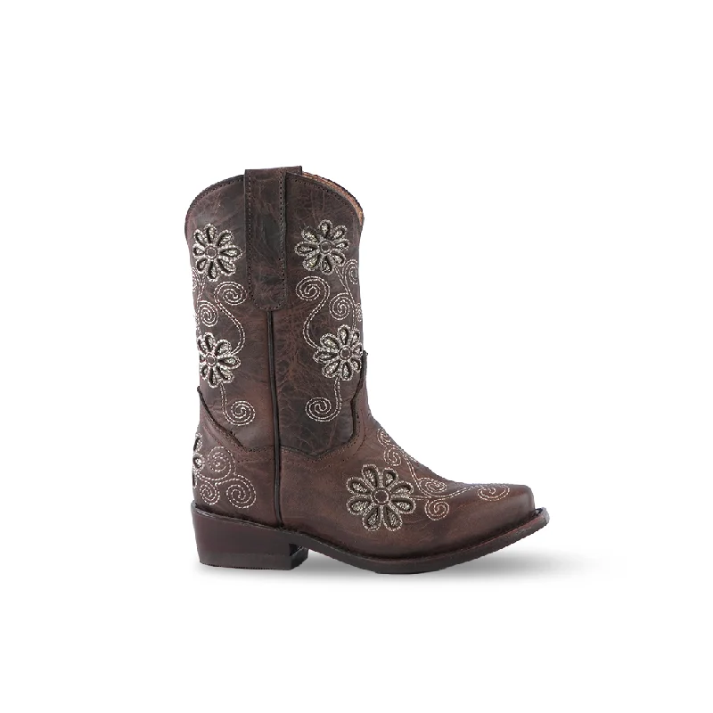 Texas Country Kids Western Girls Boots Cedro Tabaco B23