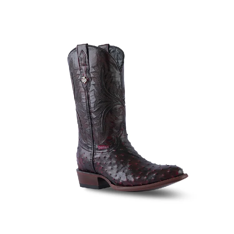 Texas Country Western Exotic Boot Ostrich Black Cherry Oval AV230