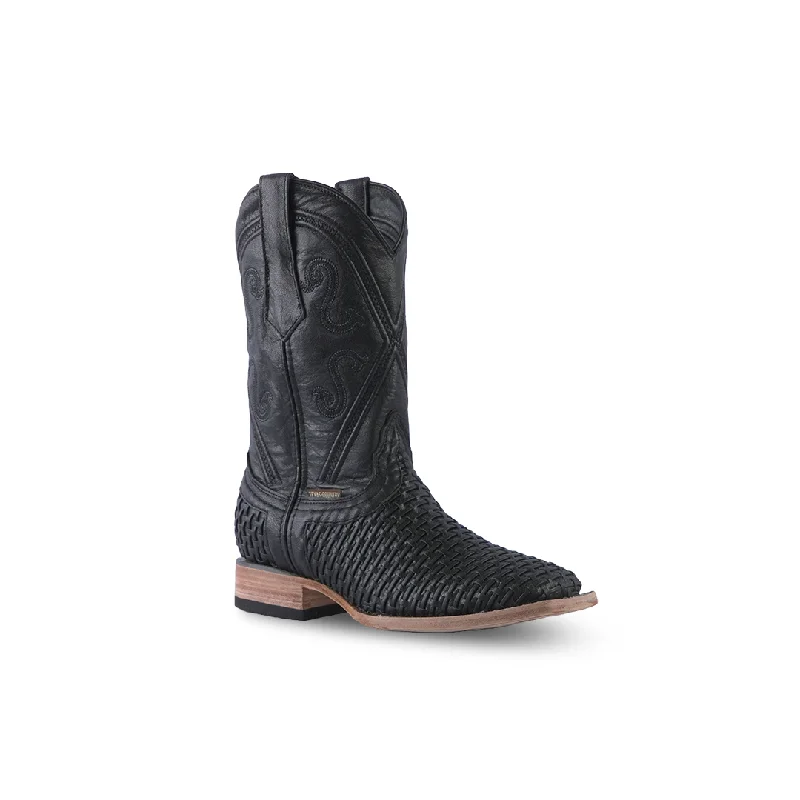 Texas Country Western Boot Rush Black Square Toe E633