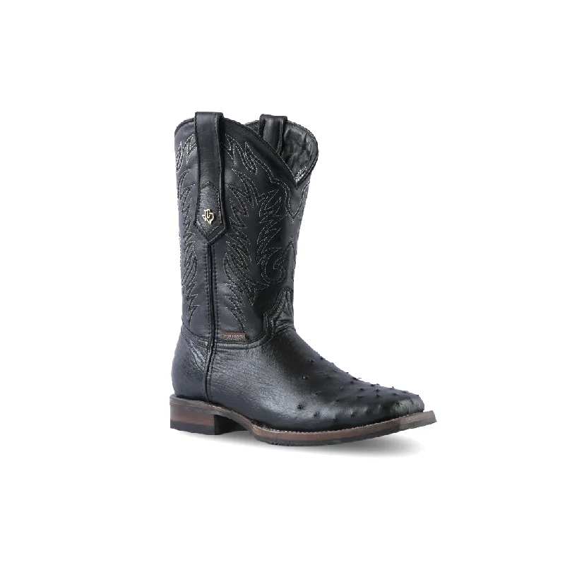 Texas Country Western Boot Ostrich Black E01