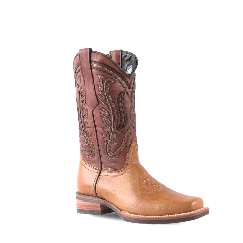 Texas Country Western Boot Savat Miel Rodeo Toe E28