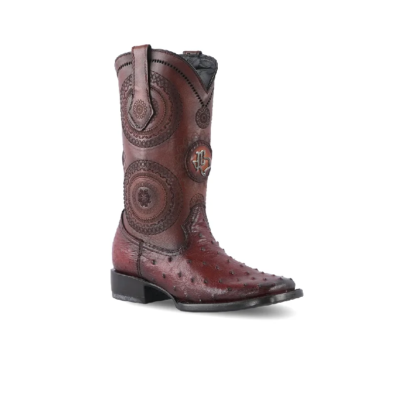 Platino Texas Country Exotic Boot Ostrich Miel Rodeo Toe