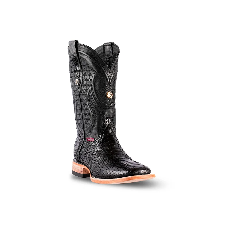 Texas Country Boot Python Black  PN30