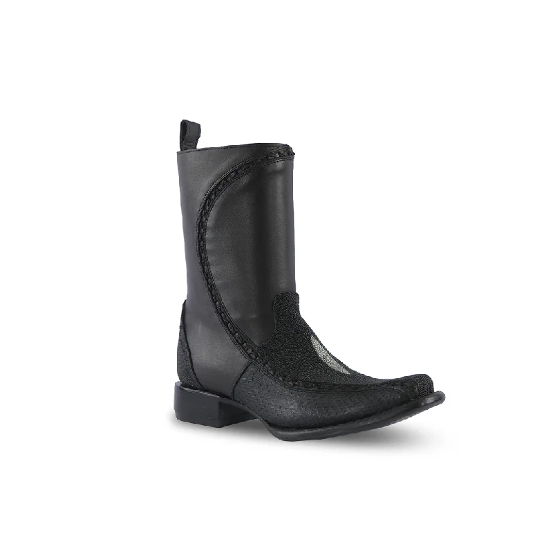 Platino Texas Country Exotic Boot Manta Python Black