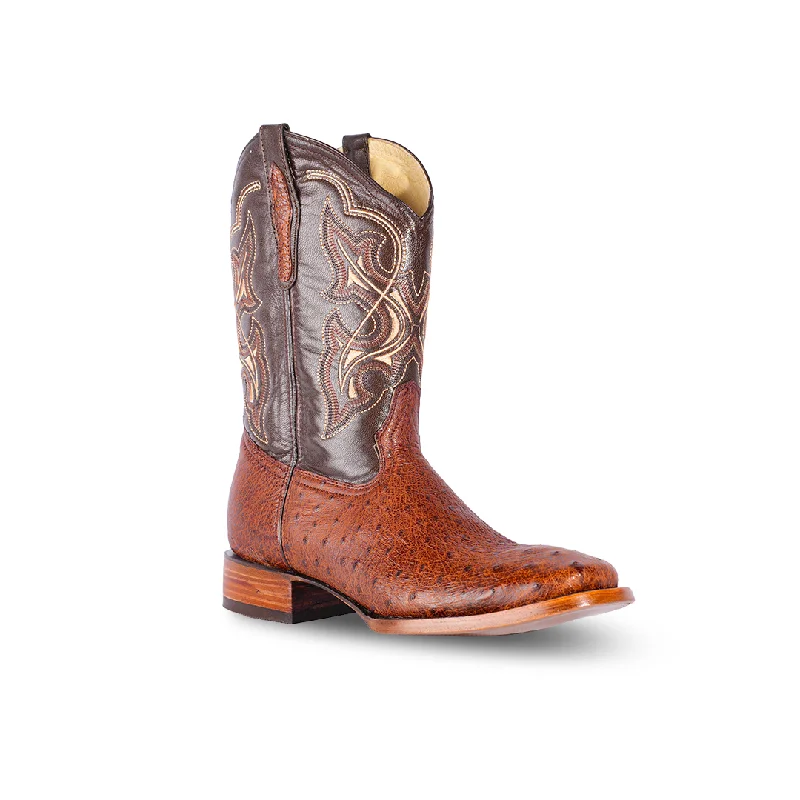 Texas Country Western Boot Bull Dog Avestruz Tabaco Stoe E4700