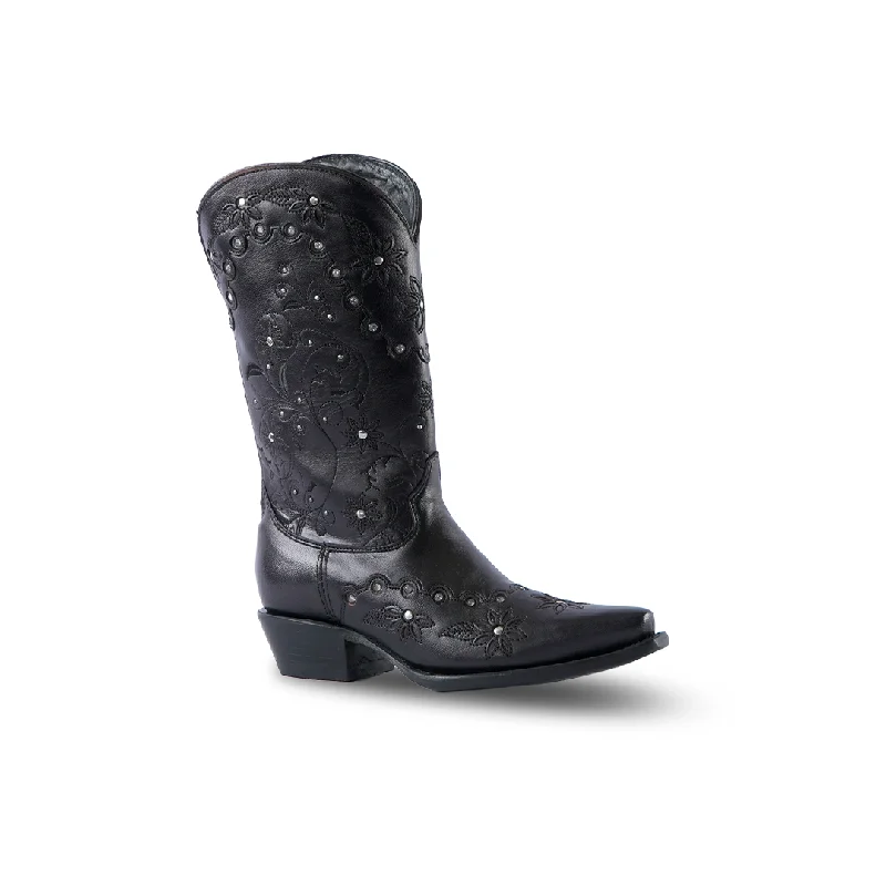 Texas Country Women's Western Boot Bora Black Retro Toe E772