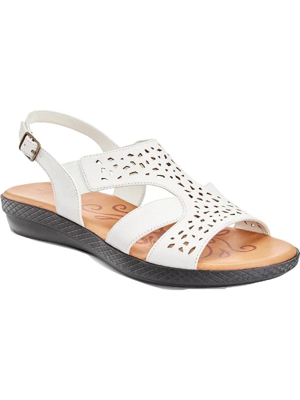 Bolt Womens Faux Leather Flat Flat Sandals Comfortable Derby Style  