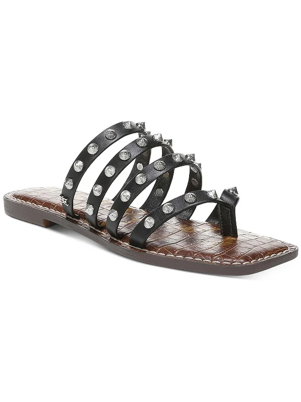 Eloise Womens Leather Studded Thong Sandals Dressy Chelsea Boot Style 