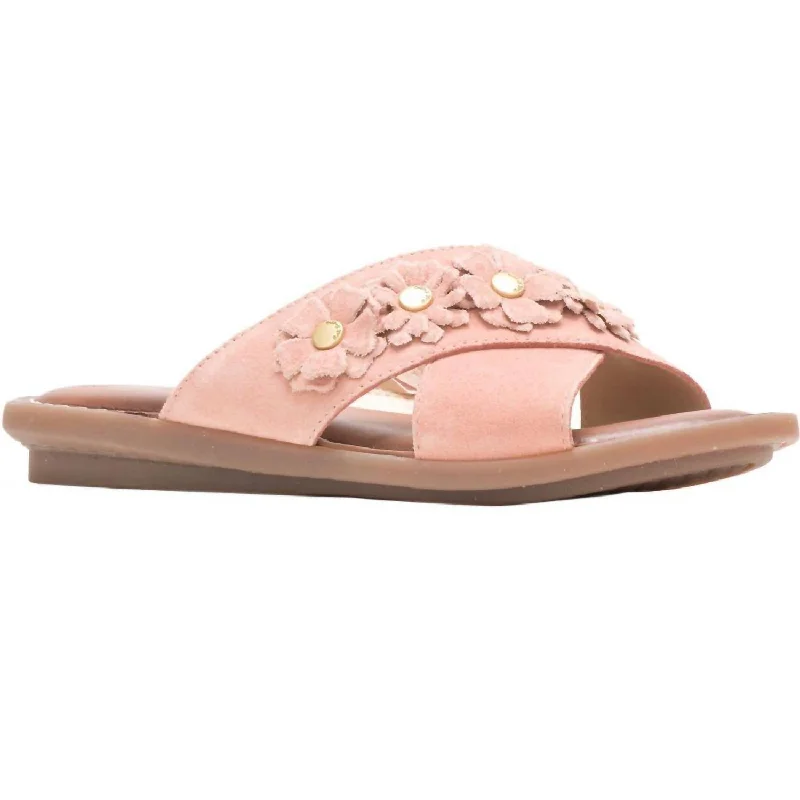 Olive Xband Slides In Pale Peach Dressy Chelsea Boot Style 