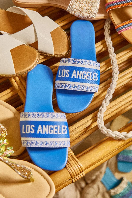 Resort Vacay Slip On Sandals - Blue Lightweight Tennis Sneaker Look  