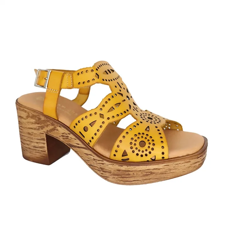 Whitney Sandals In Yellow Comfortable Derby Style  