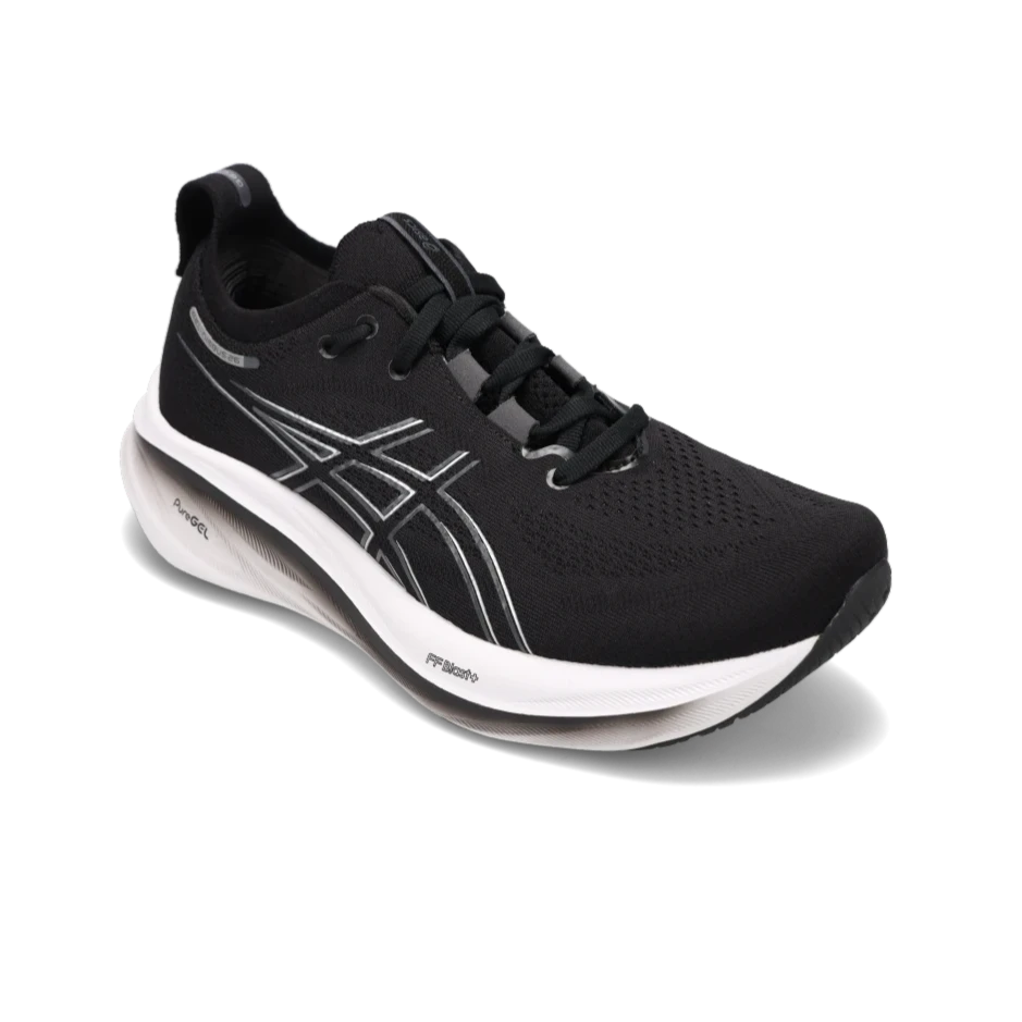 Women's Gel-Nimbus 26 (WIDE) Black/Graphite Grey Leather Driving Shoe Style  