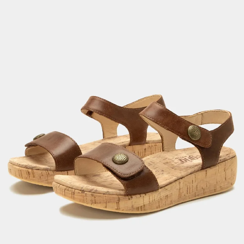 Women's Marta Wedge Sandal In Walnut Upcycled Shoe Look  