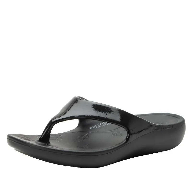 Women's Ode Sandal In Black Gloss Athleisure Derby Style  